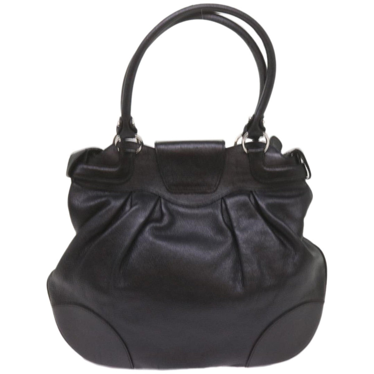 Salvatore Ferragamo Gancini handbag Leather, BLACK, LEATHER, Handbag