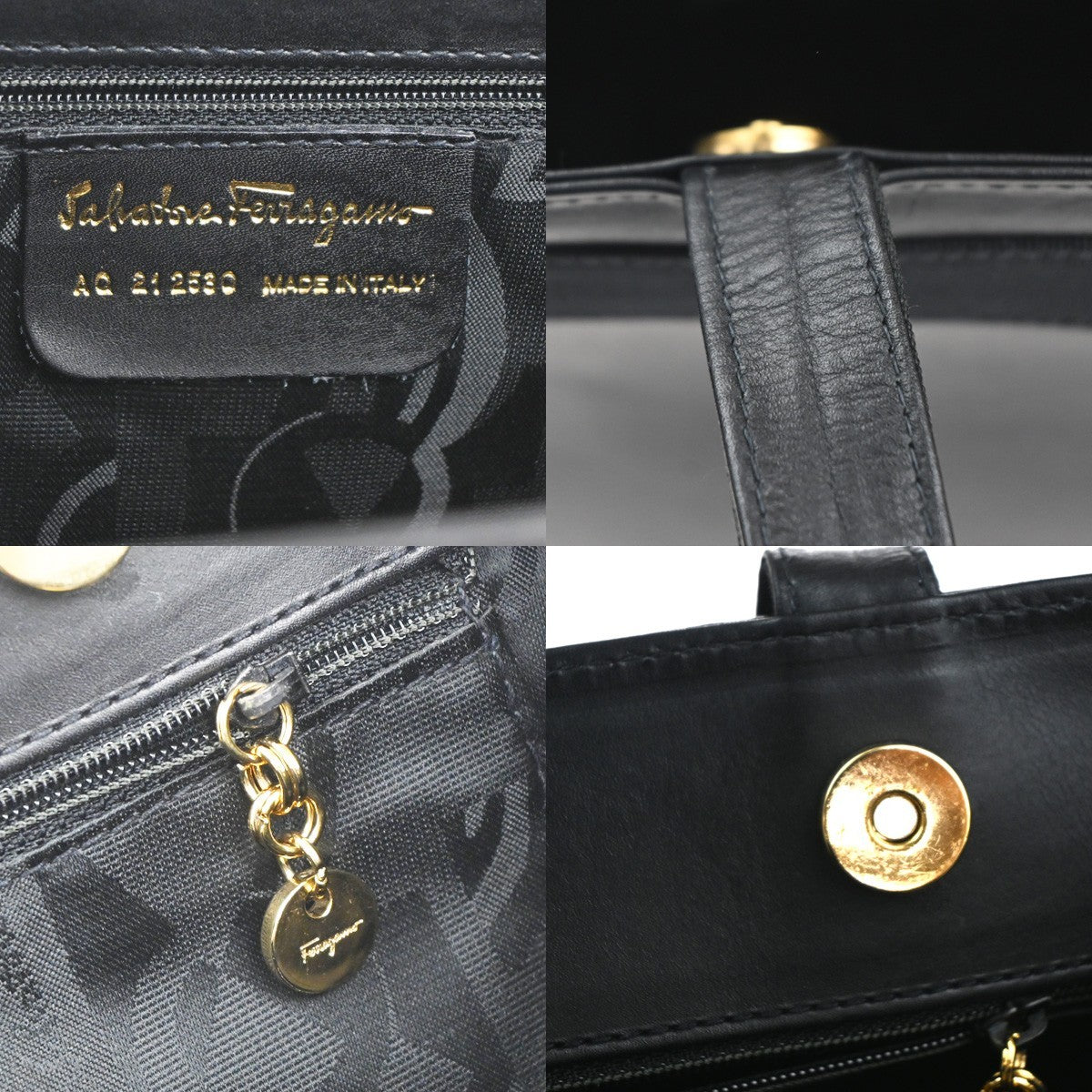 Salvatore Ferragamo Vala tote Leather, BLACK, LEATHER, Tote bag
