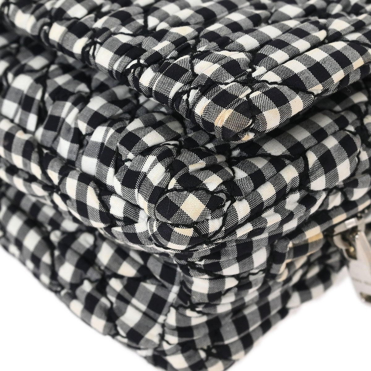 Miu Miu Crystal Clutch Matelasse Gingham Print Canvas, BLACK, CANVAS, Clutche & pouche