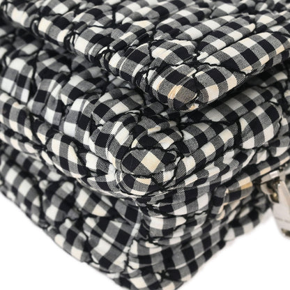 Miu Miu Crystal Clutch Matelasse Gingham Print Canvas, BLACK, CANVAS, Clutche & pouche