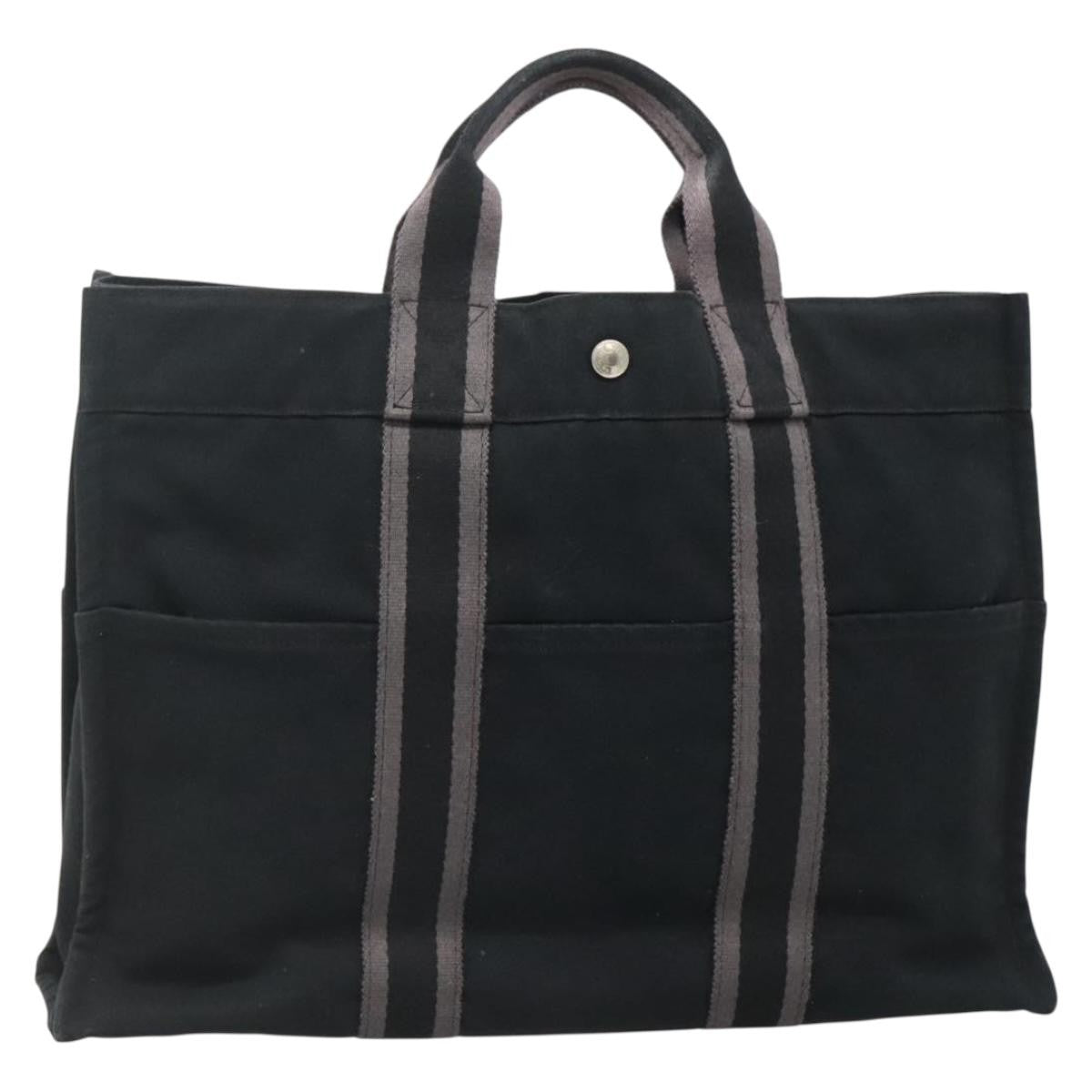 Hermes Fourre Tout Tote Canvas, BLACK, CANVAS, Tote bag