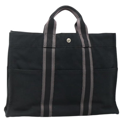 Hermes Fourre Tout Tote Canvas, BLACK, CANVAS, Tote bag