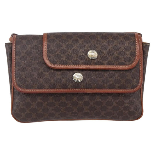 Celine Vintage Macadam Shoulder Bag Canvas and Leather, BROWN, CANVAS, Shoulder bag