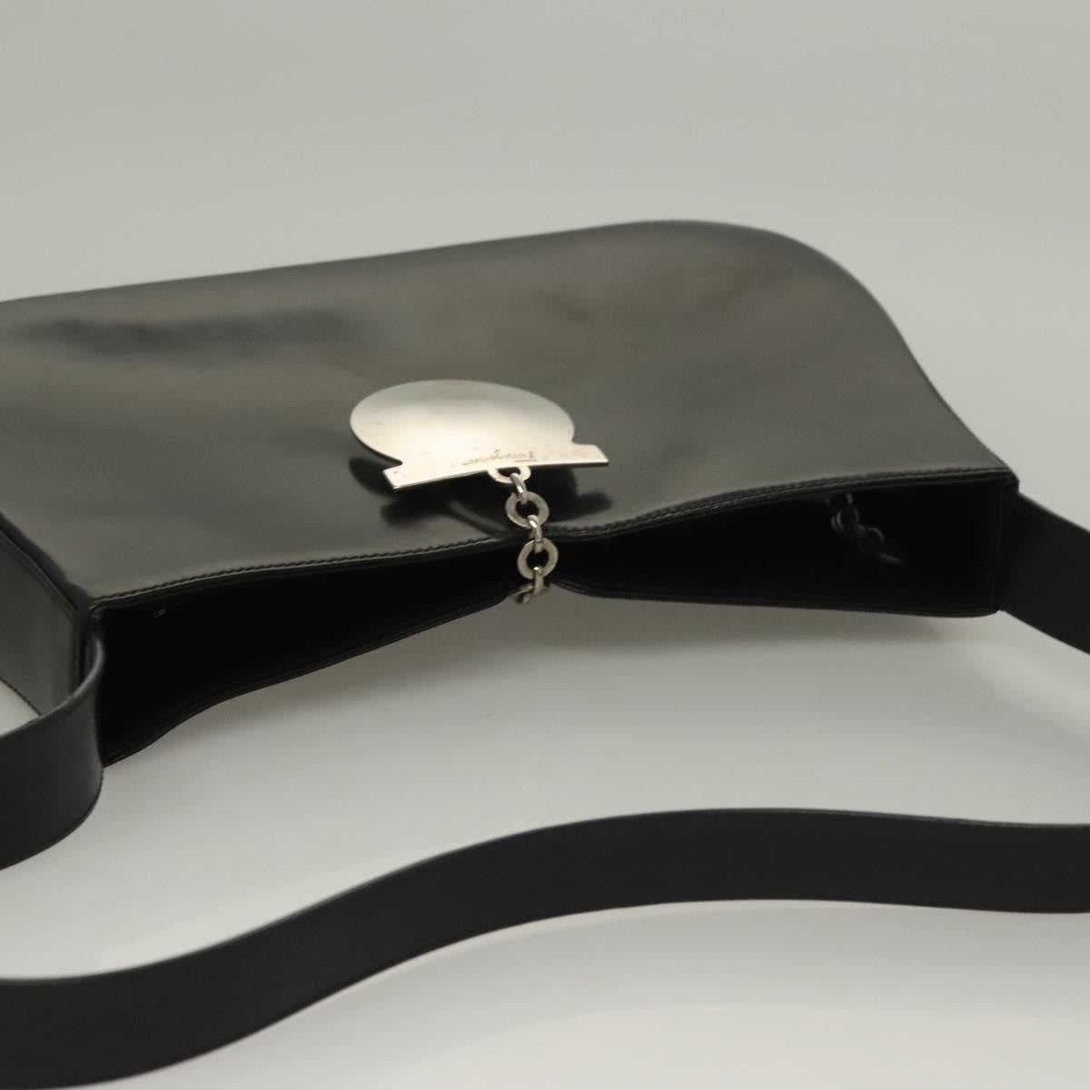 Salvatore Ferragamo Gancini Shoulder Bag Leather, BLACK, LEATHER, Shoulder bag