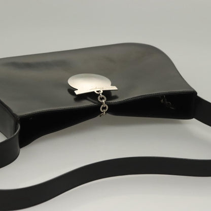 Salvatore Ferragamo Gancini Shoulder Bag Leather, BLACK, LEATHER, Shoulder bag