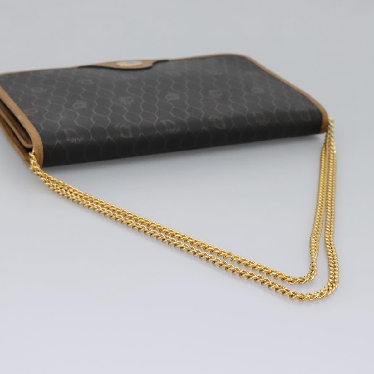 Christian Dior Vintage Honeycomb chain Canvas, BLACK, CANVAS, Handbag