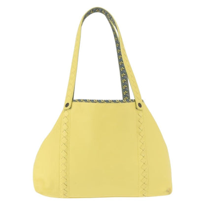 Bottega Veneta A-Shape Tote Leather with Intrecciato Detail, YELLOW, LEATHER, Shoulder bag