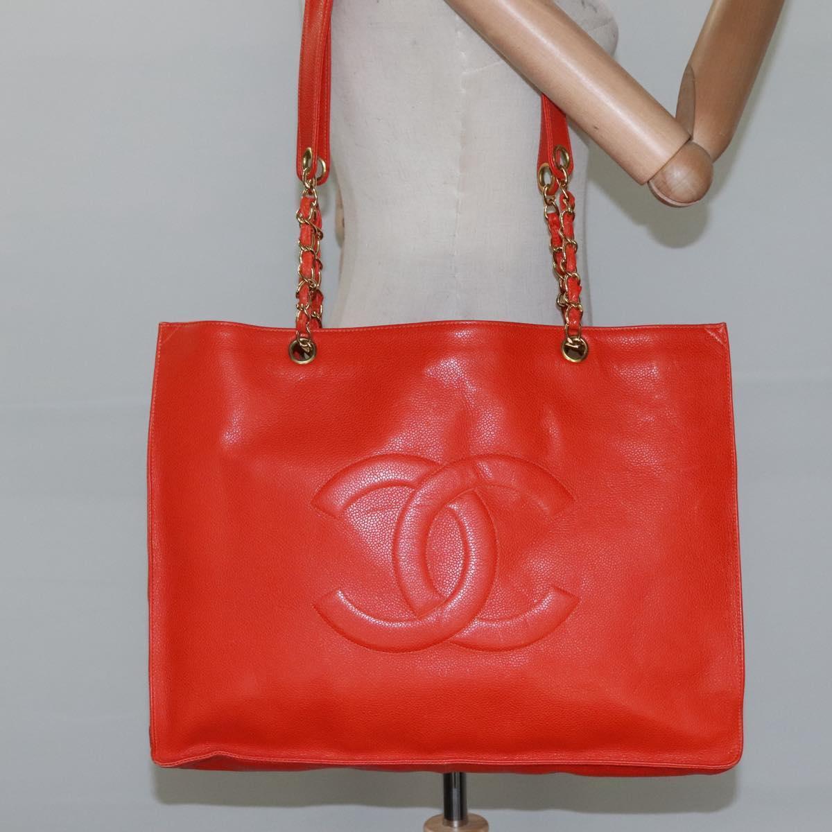 Chanel Grand Shopping Tote Quilted Calfskin, ORANGE, LEATHER, Tote bag