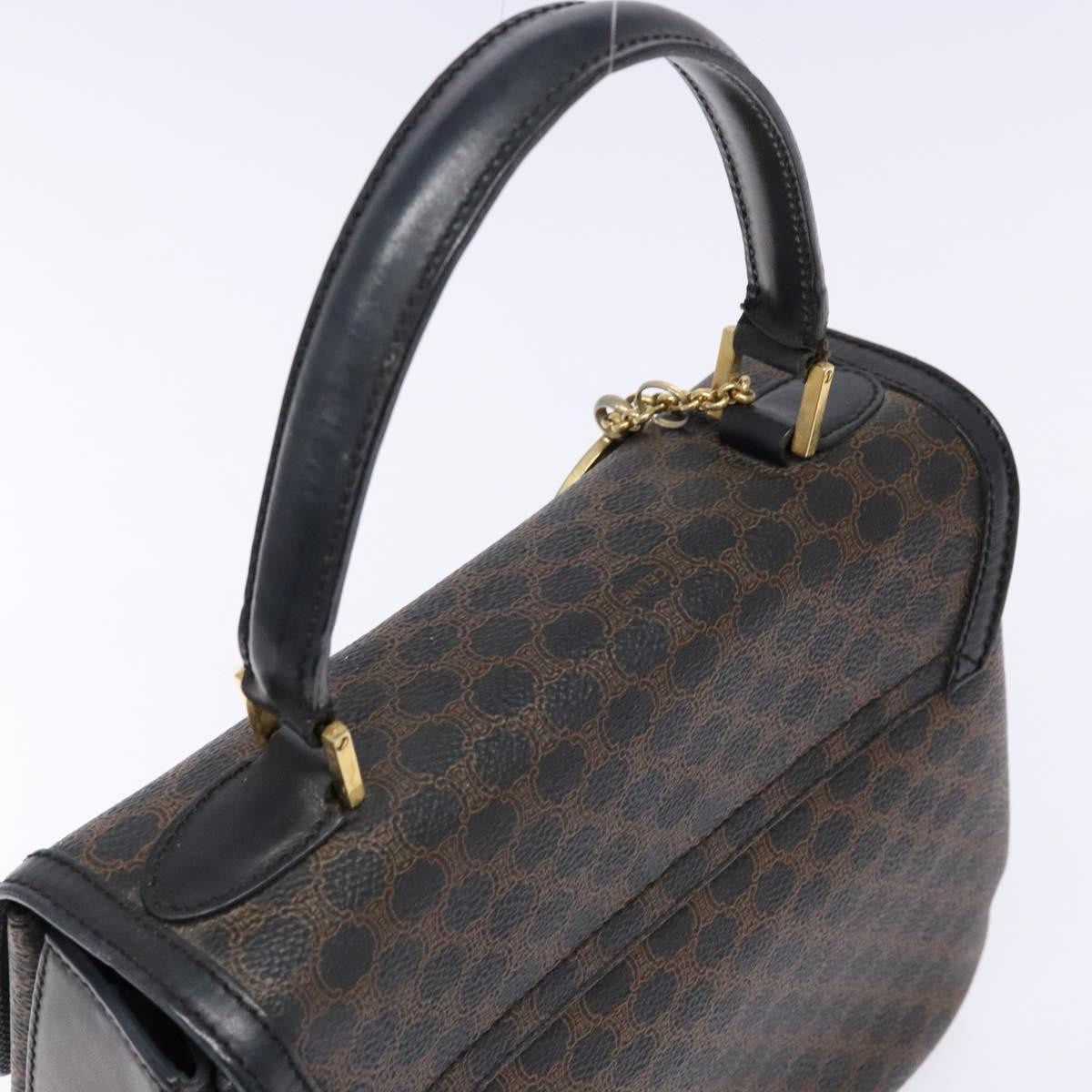 Celine Vintage Convertible Top Handle Bag Macadam Coated Canvas, BLACK, CANVAS, Handbag