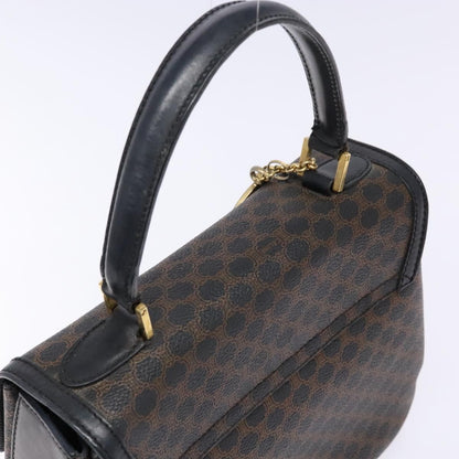 Celine Vintage Convertible Top Handle Bag Macadam Coated Canvas, BLACK, CANVAS, Handbag