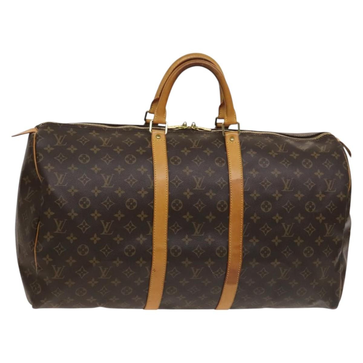 Louis Vuitton Keepall Bag Monogram Canvas, BROWN, CANVAS, Travel bag