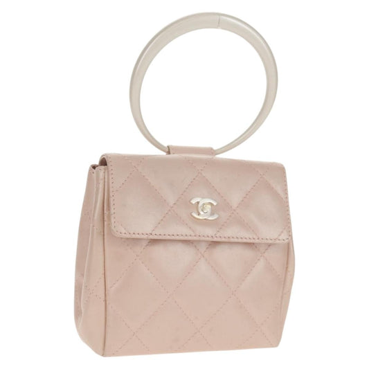 Chanel Ring Flap Bag Quilted Leather, PINK, LEATHER, Clutche & pouche