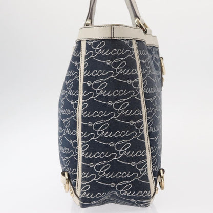 Gucci Abbey Tote GG Canvas with Leather, NAVY, CANVAS, Tote bag