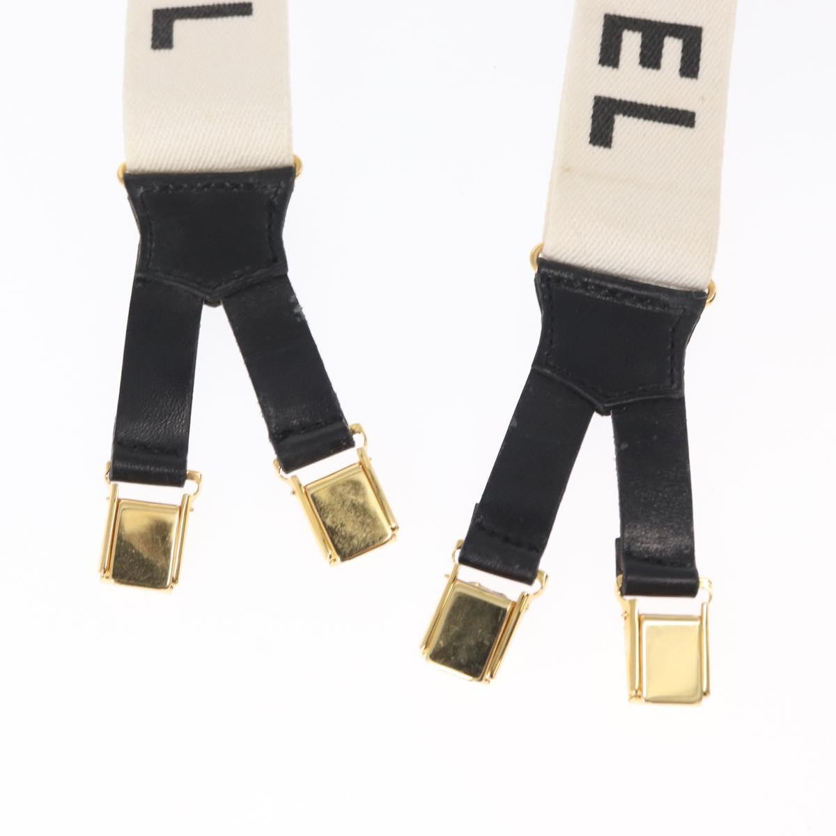Chanel Logo Suspenders Canvas, WHITE, CANVAS, Belts