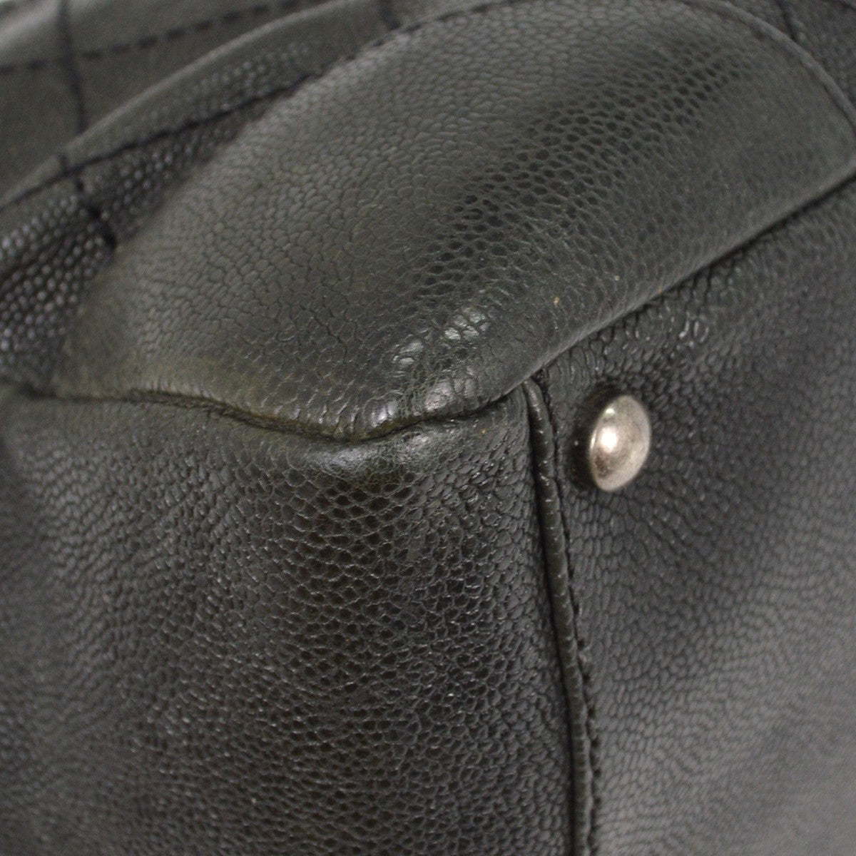 Chanel Outdoor Ligne Tote Quilted Caviar, GRAY, LEATHER, Tote bag