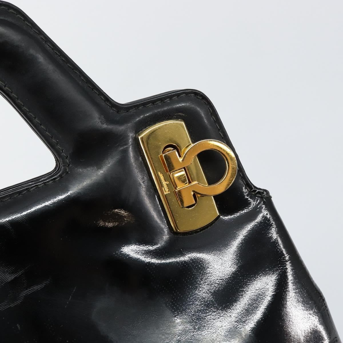Salvatore Ferragamo Wanda Handbag Patent Leather, BLACK, PATENT_LEATHER, Handbag