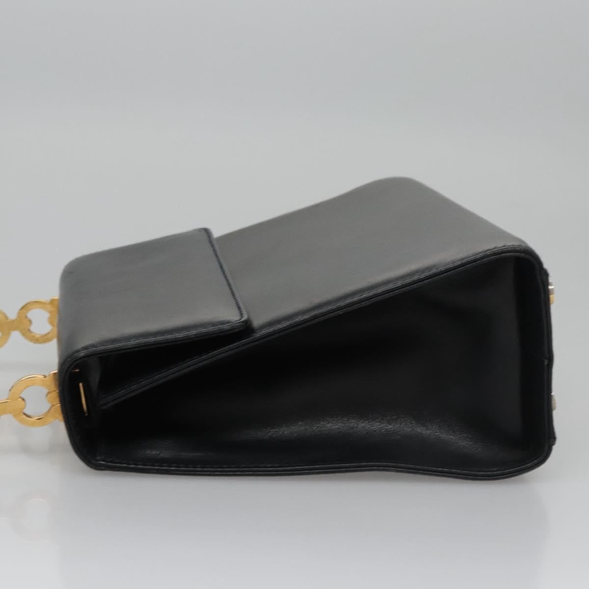 Salvatore Ferragamo Gancini handbag Leather, BLACK, LEATHER, Handbag