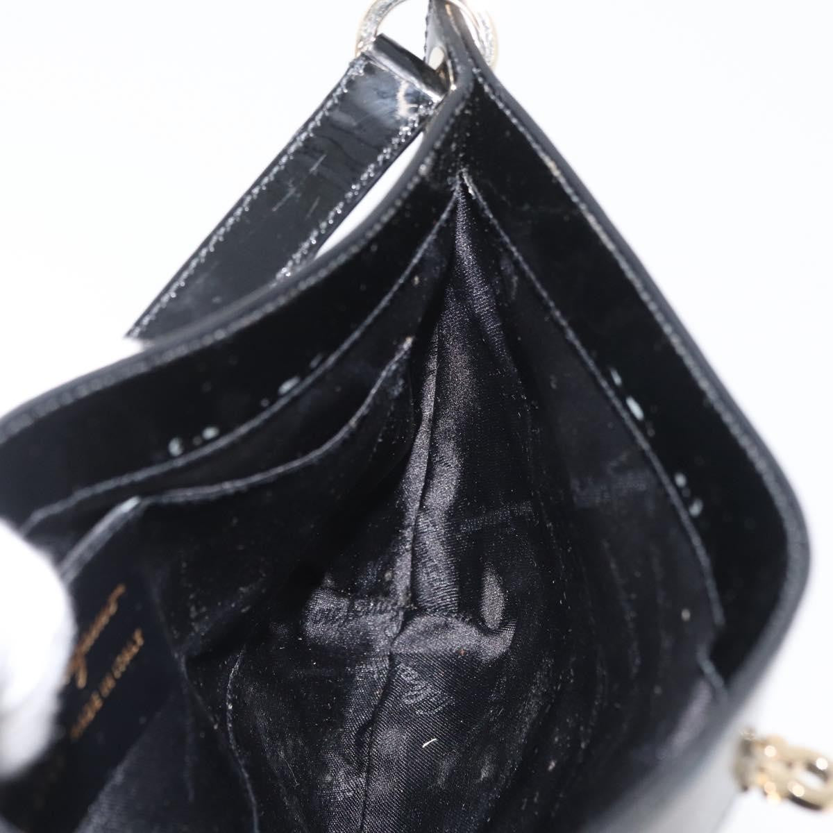 Salvatore Ferragamo Gancini Shoulder Bag Patent Leather, Black, Patent Leather, Shoulder Bag
