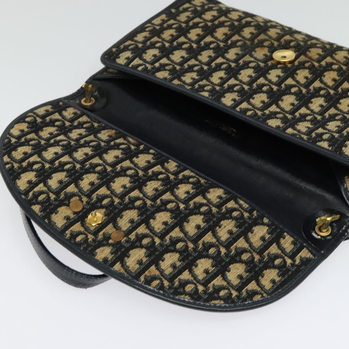 Christian Dior Vintage Trotter Flap Shoulder Bag Diorissimo Canvas, NAVY, CANVAS, Shoulder bag