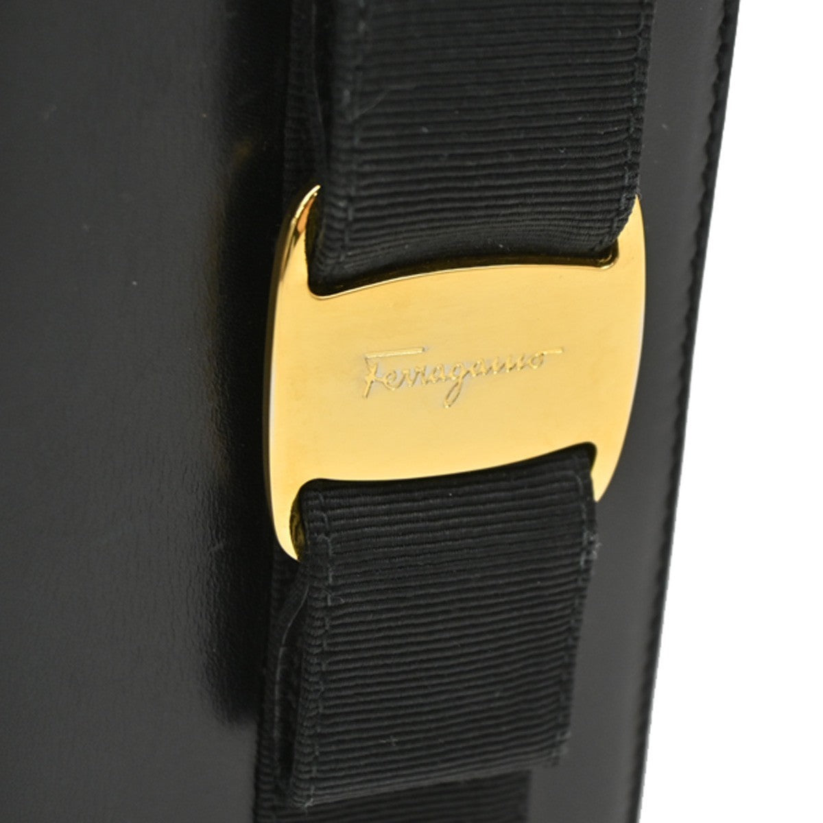 Salvatore Ferragamo Vintage Vara Bow Top Handle Bag Leather, BLACK, LEATHER, Shoulder bag