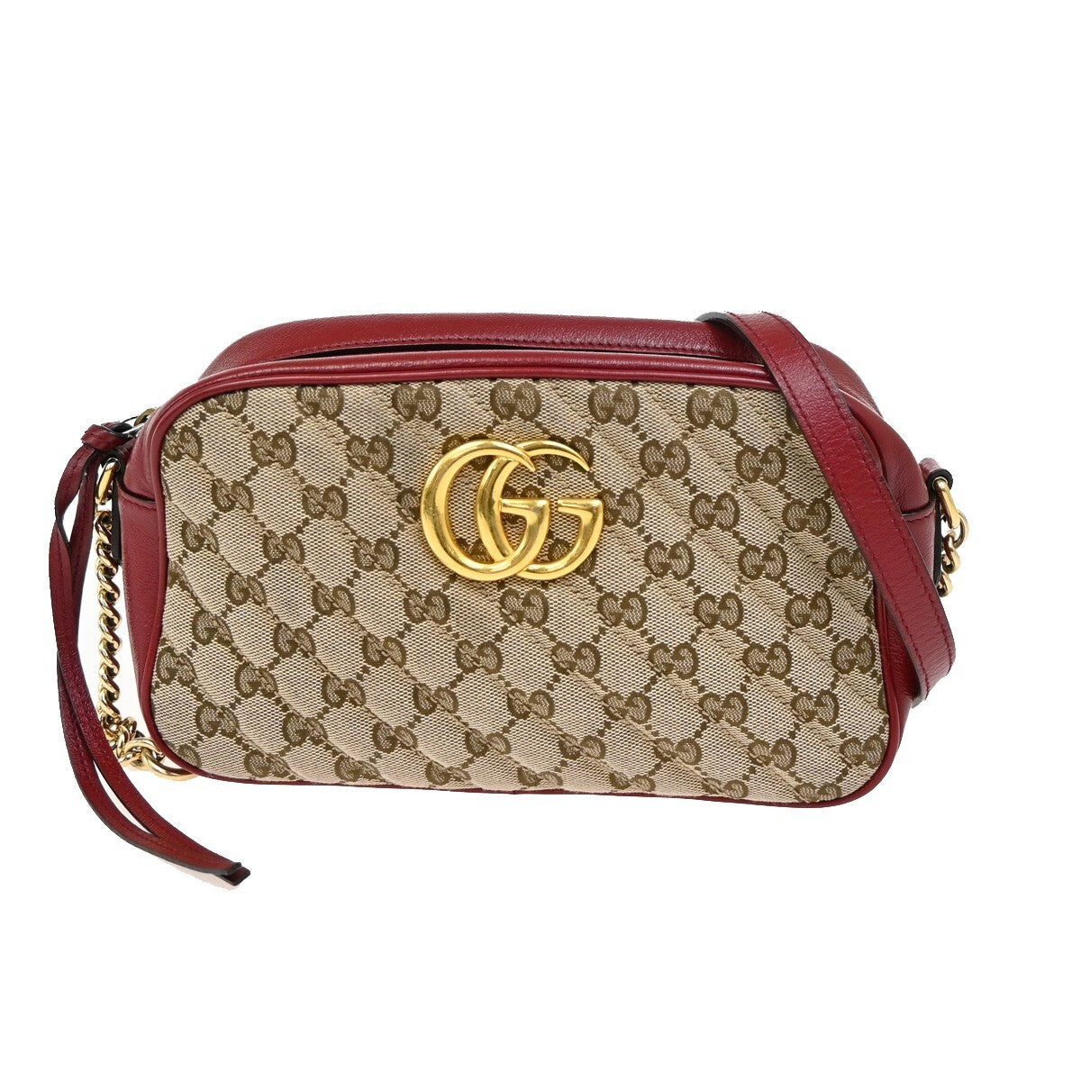 Gucci GG Marmont Shoulder Bag Diagonal Quilted GG Canvas with Leather, BEIGE, CANVAS, Shoulder bag