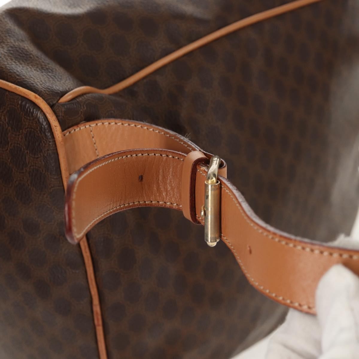 Celine Vintage Drawstring Flap Backpack Macadam Coated Canvas, BROWN, CANVAS, Backpack