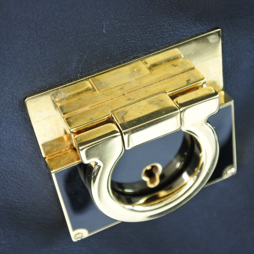 Salvatore Ferragamo Gancini Lock Flap Tote Leather, BLACK, LEATHER, Tote bag