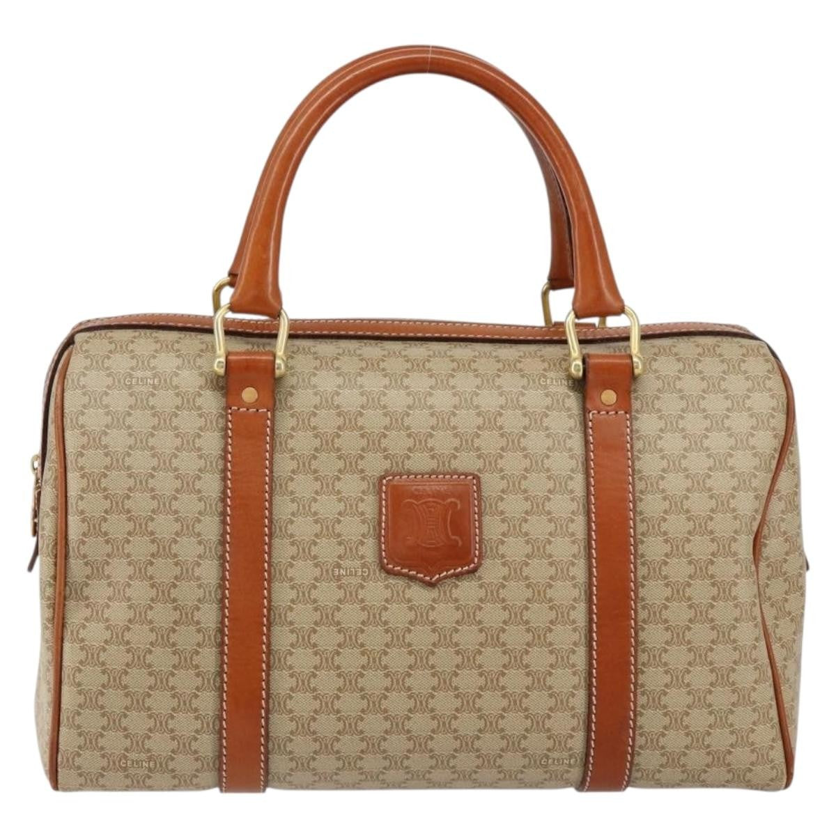 Celine Macadam Handbag Macadam with leather, BEIGE, PVC, Handbag