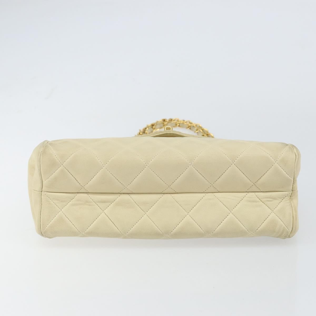Chanel Vintage Envelope Flap Bag Quilted Lambskin, BEIGE, LEATHER, Shoulder bag