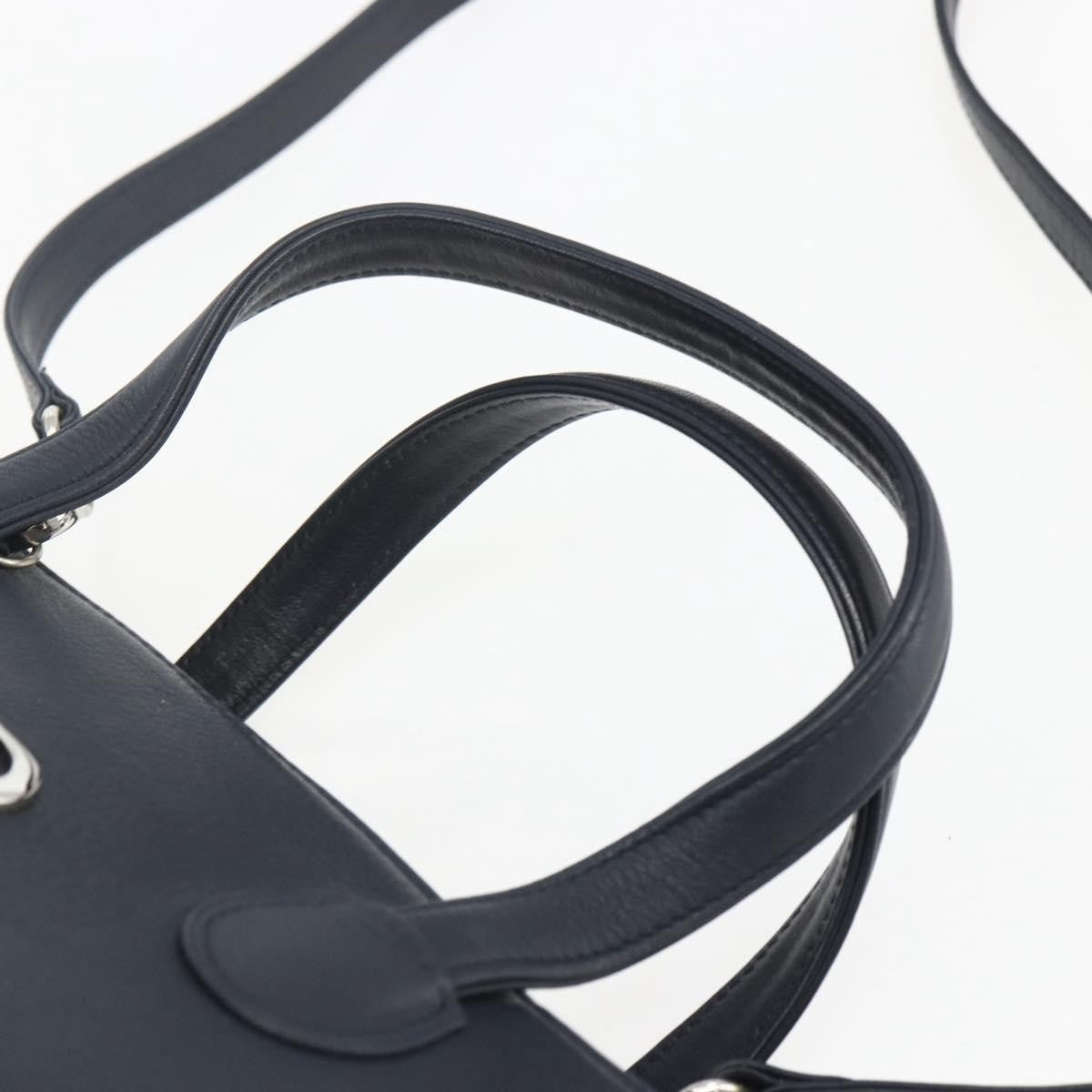 Christian Dior Vintage CD Handbag Leather, NAVY, LEATHER, Handbag