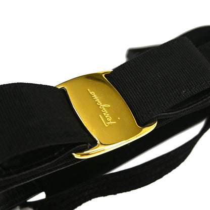 Salvatore Ferragamo Vintage Vara Bow Handle Shoulder Bag Suede, BLACK, SUEDE, Handbag