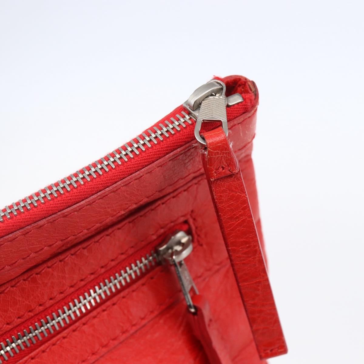 Balenciaga Classic City Clip Pouch Leather, RED, LEATHER, Clutche & pouche