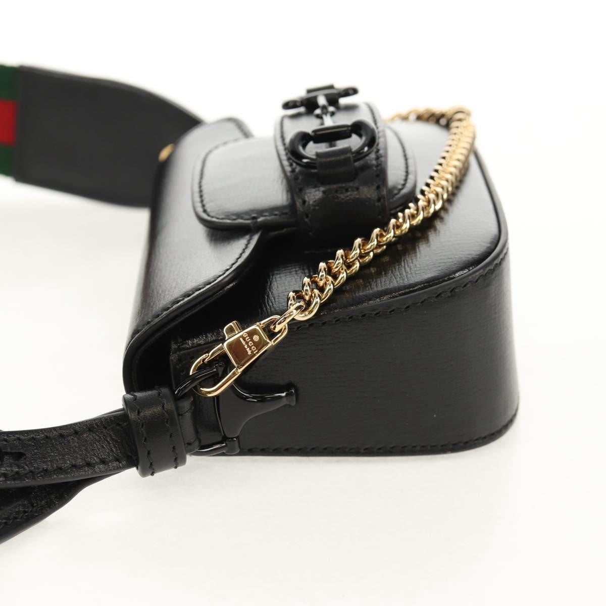 Gucci Vintage Horsebit Shoulder bag Leather, BLACK, LEATHER, Shoulder bag