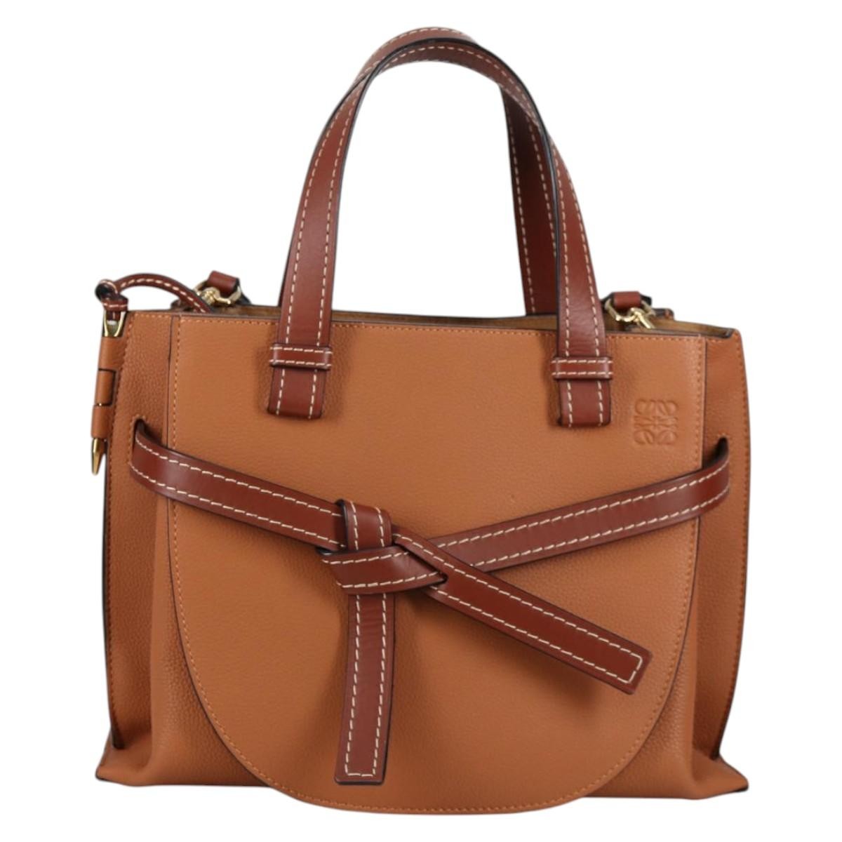 Loewe Gate Tote Leather, BROWN, LEATHER, Tote bag