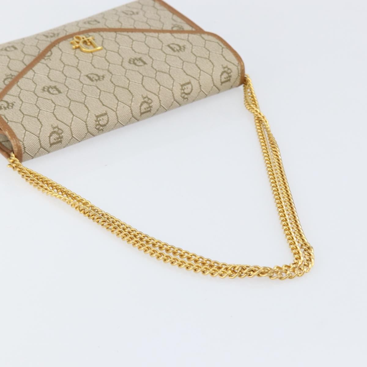 Christian Dior Vintage Honeycomb chain Canvas, BEIGE, CANVAS, Shoulder bag