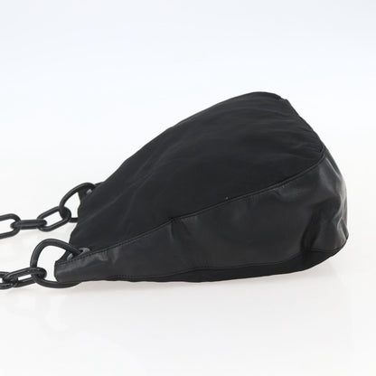 Prada Chain Shoulder Bag Tessuto, BLACK, NYLON, Shoulder bag