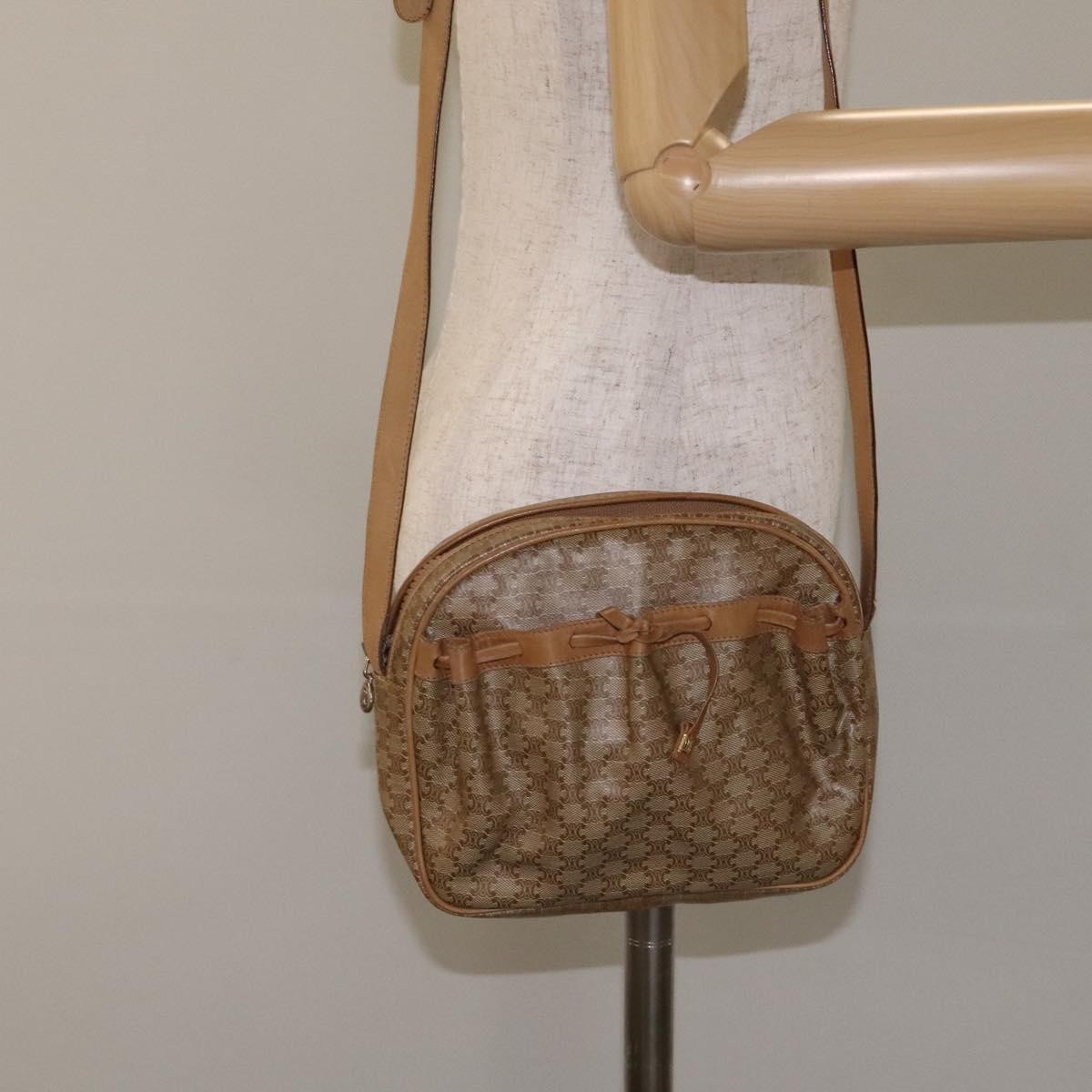 Celine Vintage Macadam Shoulder Bag Macadam Canva  Vinyl, BEIGE, PVC, Shoulder bag