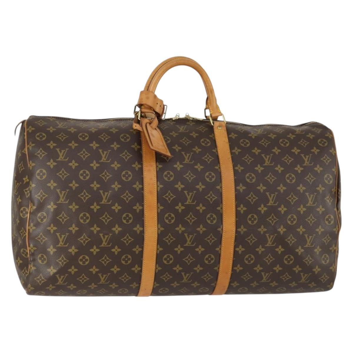 Louis Vuitton Keepall Bag Monogram Canvas, BROWN, CANVAS, Travel bag