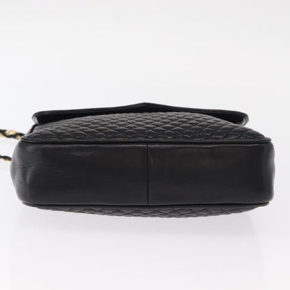 Bally Vintage Chain Shoulder Bag Quilted Leather, BLACK, LEATHER, Shoulder bag