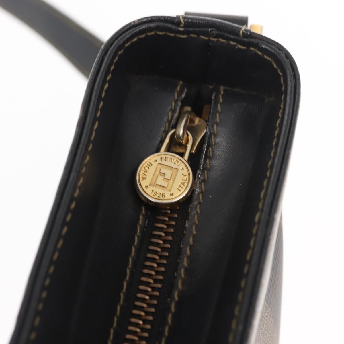 Fendi Pequin Shoulder Bag Canvas, BROWN, PVC, Shoulder bag