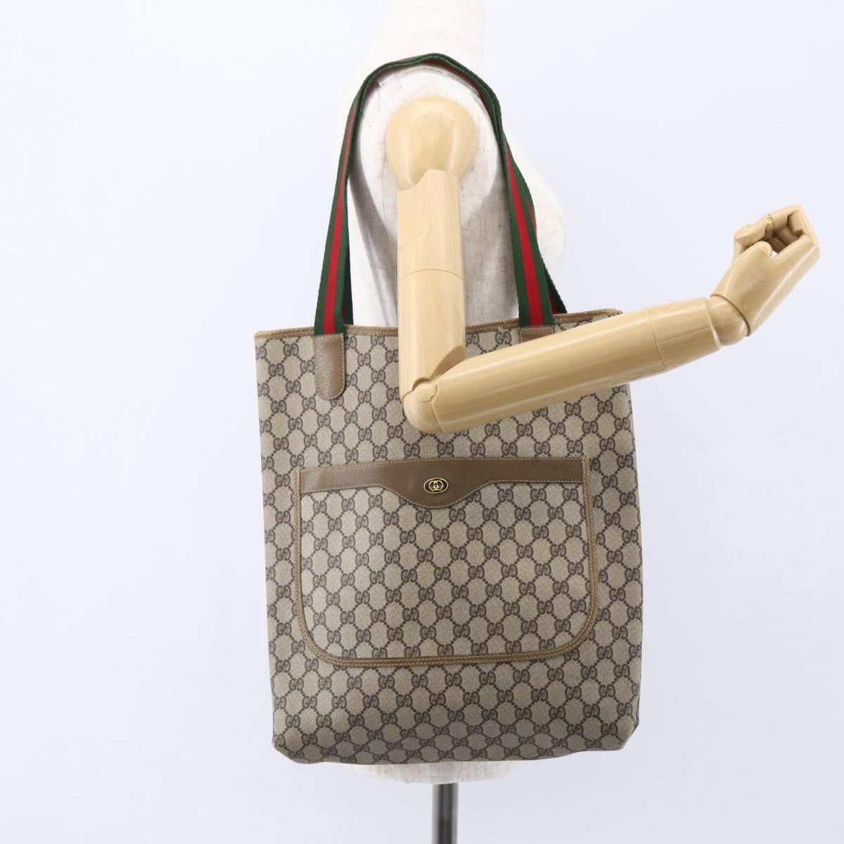 Gucci Sherry Line Tote Canvas, BEIGE, CANVAS, Tote bag