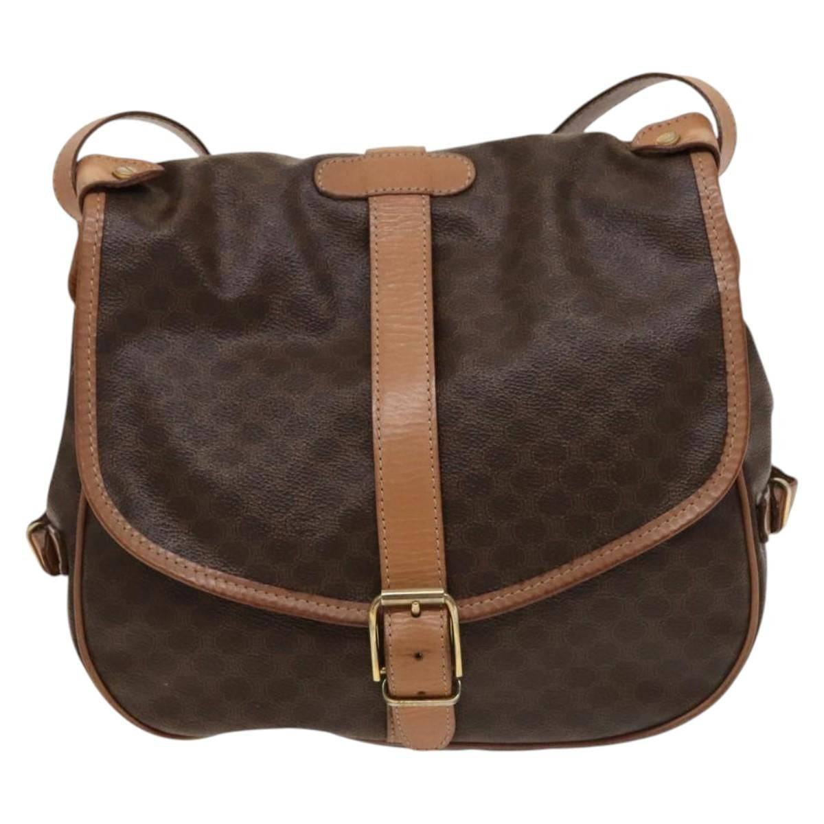 Celine Vintage Macadam Shoulder Bag Canvas, BROWN, CANVAS, Shoulder bag