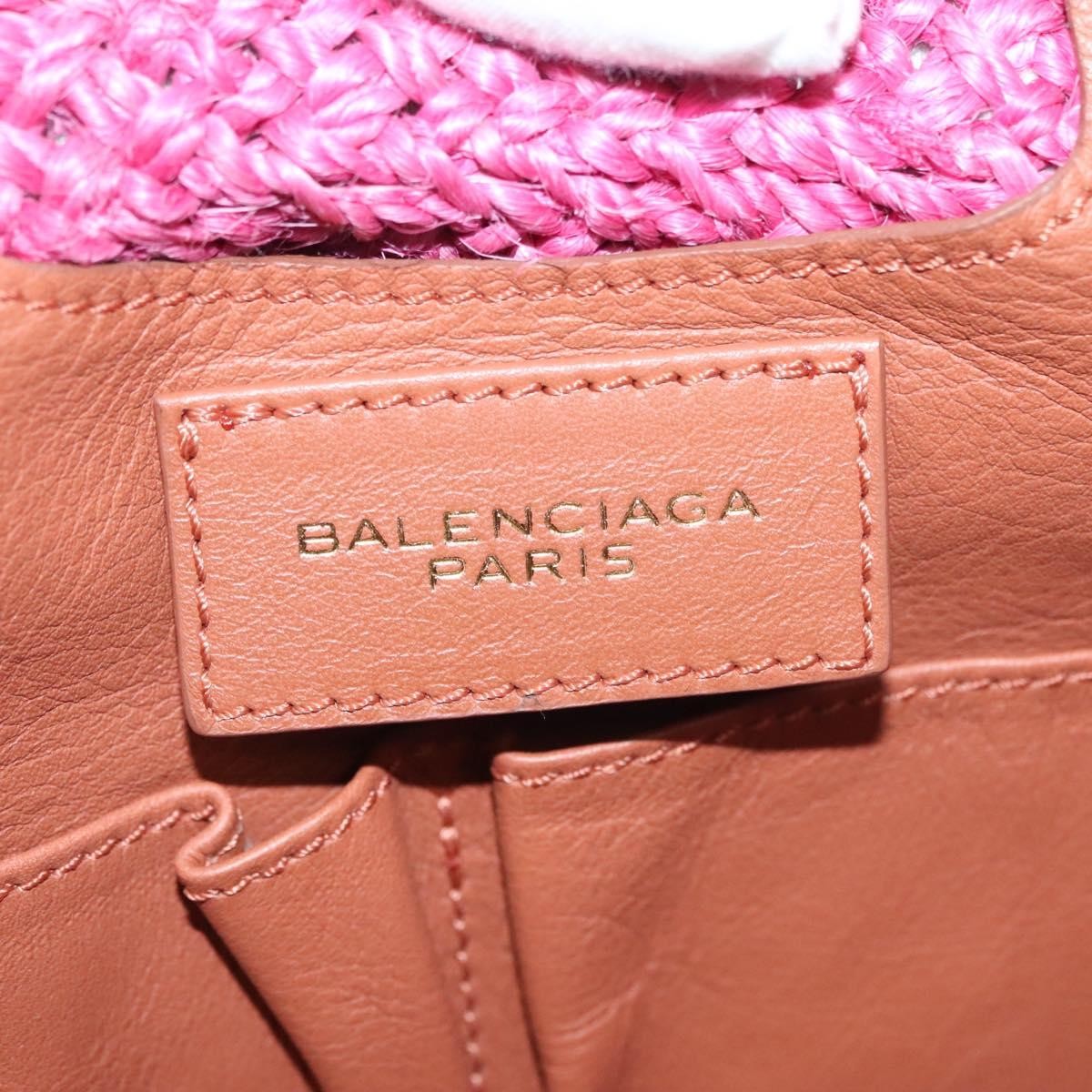 Balenciaga Panier Basket Tote Woven Raffia, PINK, WOOD, Tote bag