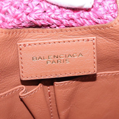 Balenciaga Panier Basket Tote Woven Raffia, PINK, WOOD, Tote bag