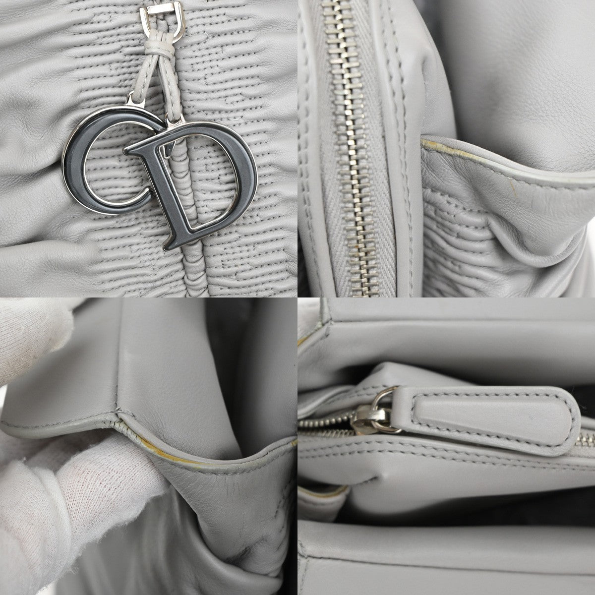 Christian Dior Karenina Tote Lambskin, GRAY, LEATHER, Tote bag