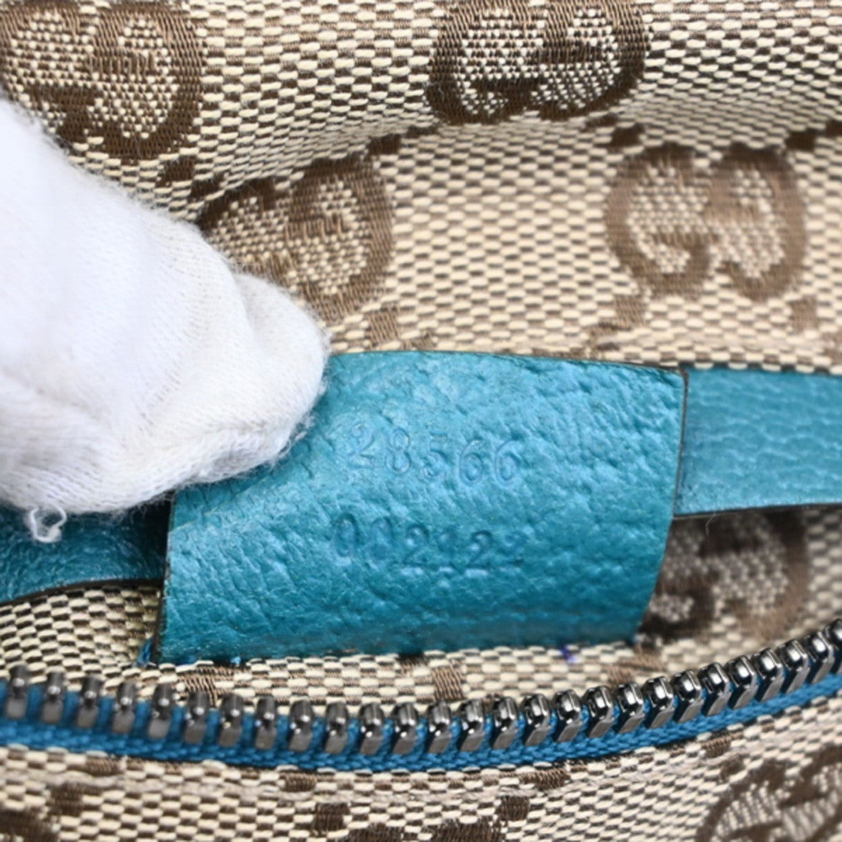 Gucci Vintage Double Belt Bag GG Canvas with Leather, BEIGE, CANVAS, Shoulder bag