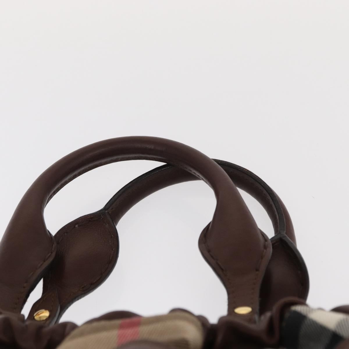 Burberry Big Crush Tote Leather and House Check Canvas, BROWN, LEATHER, Handbag