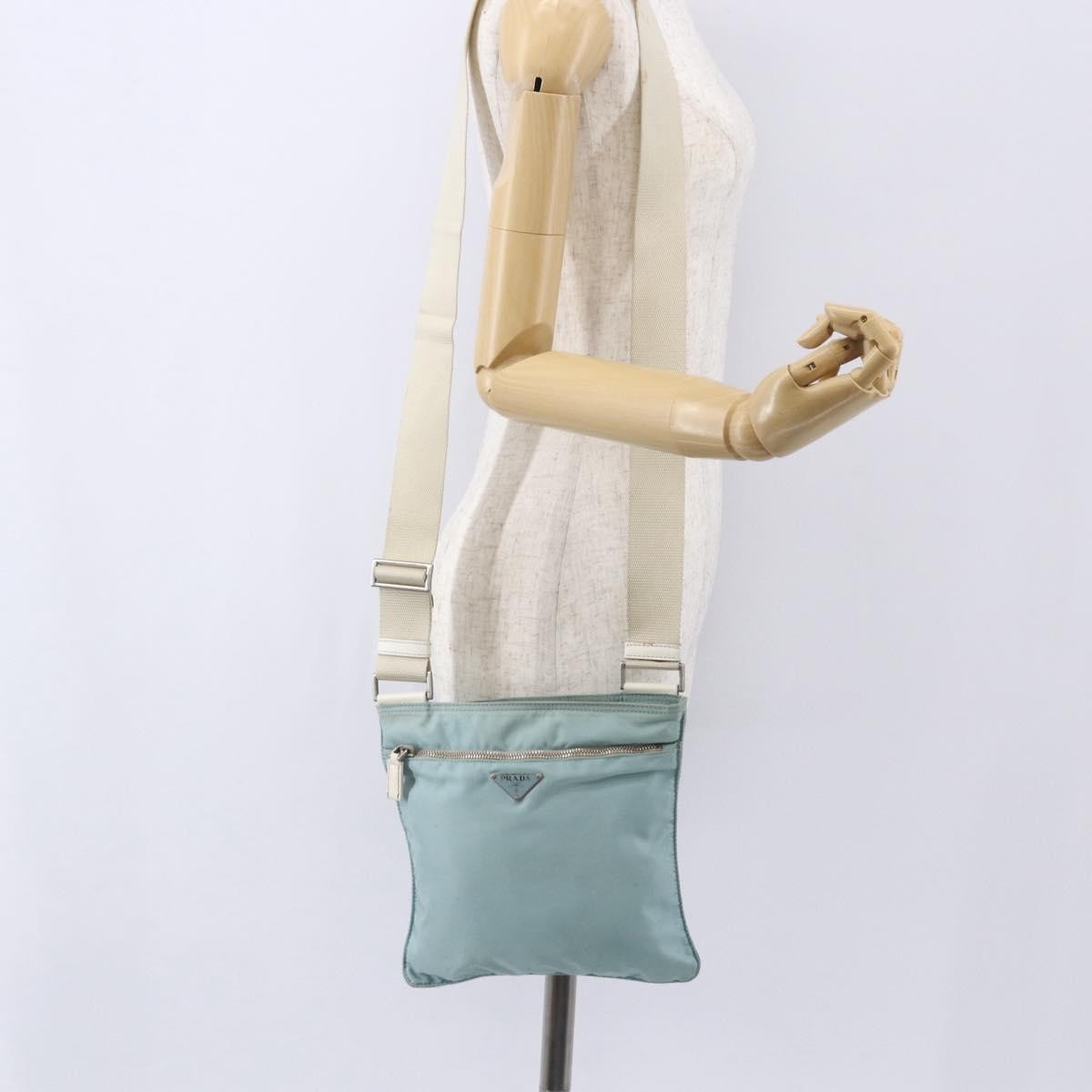 Prada Front Pocket Messenger Bag Tessuto, BLUE, NYLON, Shoulder bag