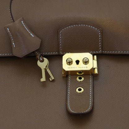 Hermes Sac a Depeches Bag Buffalo, BROWN, LEATHER, Briefcase