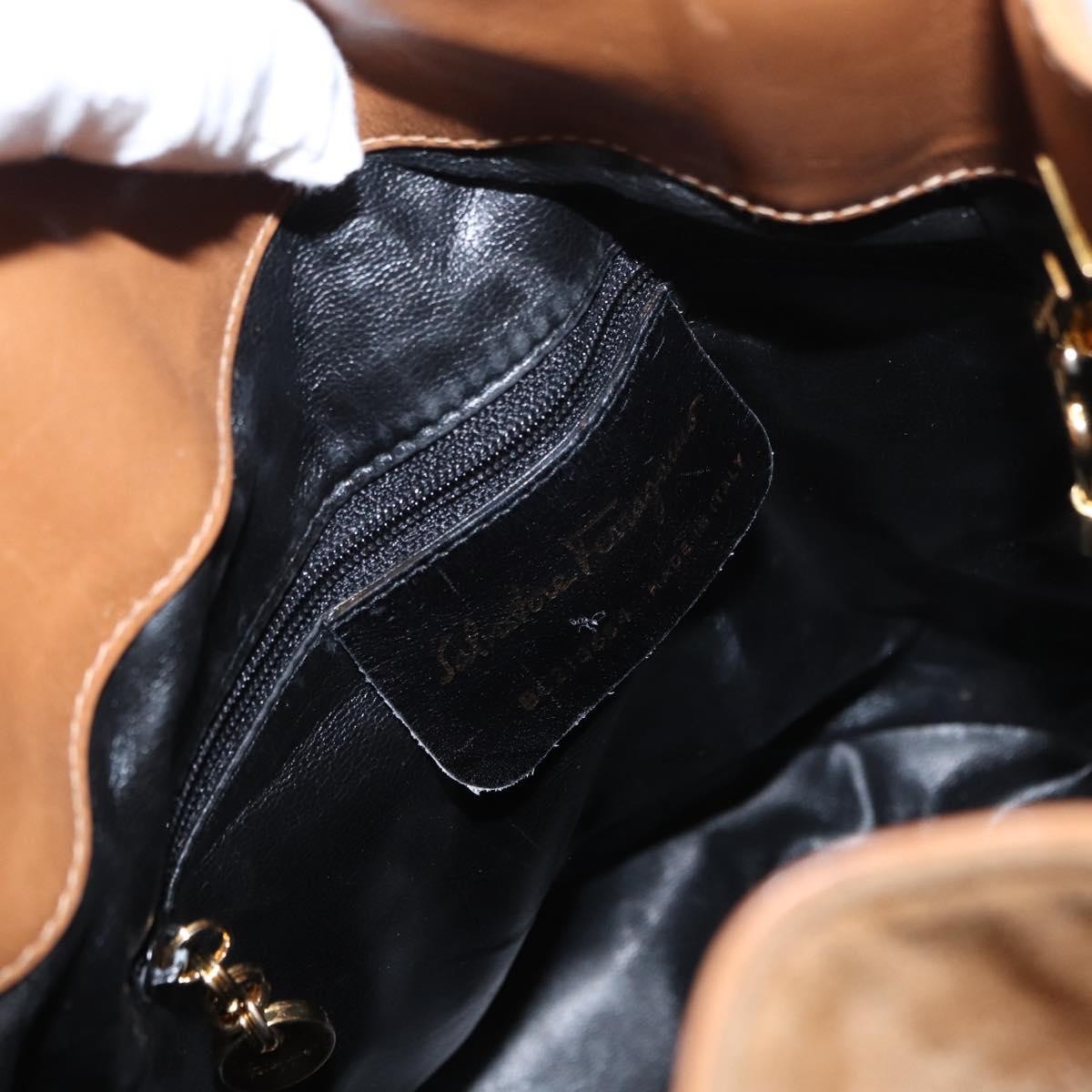 Salvatore Ferragamo Vintage Shoulder Bag Leather, BEIGE, SUEDE, Shoulder bag